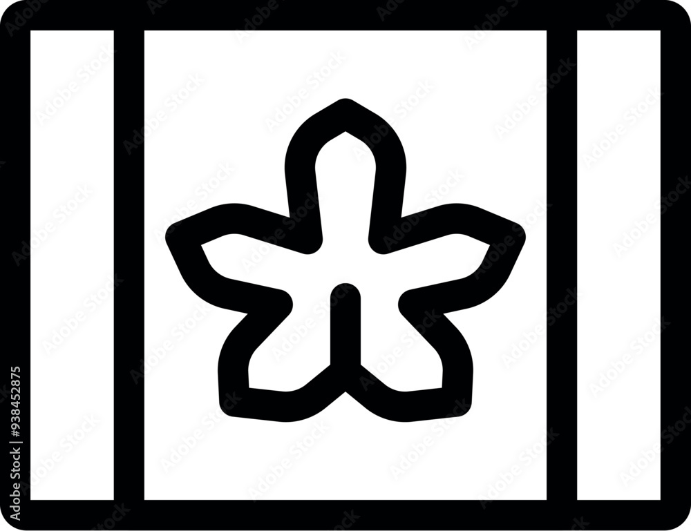 Sticker black outline icon of a book with a flower on the cover, perfect for representing botany, gardening,