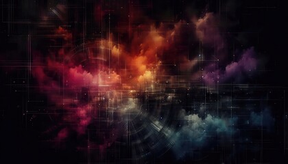 Fototapeta premium A vibrant abstract illustration blending colors and shapes, perfect for tech, digital art, or creative projects.