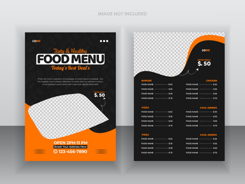 Spicy Delicious Restaurant Food Menu Design appetizer Template healthy food flyer and restaurant menu card design and bifold brochure design template