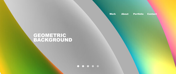 Web page design with geometric elements - circle and wave. Techno art concept. Vector Illustration For Wallpaper, Banner, Background, Card, Book Illustration, landing page