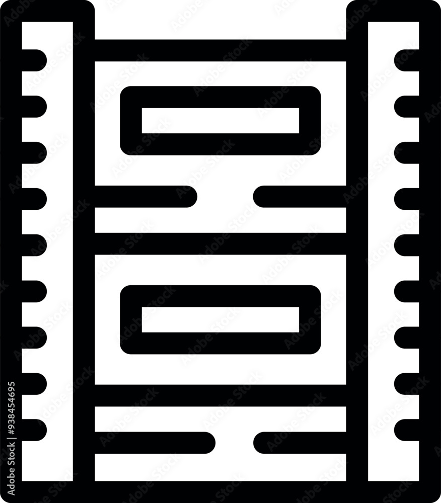 Poster simple icon of a server rack being measured with a measuring tape