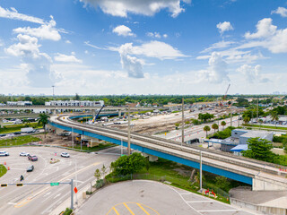 Miami, Golden Glades, construction sites near highway. Major development projects