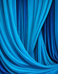 Fototapeta premium Curtain with soft smooth flowing folds. Deep blue color and luxurious texture create a dramatic and elegant atmosphere. Decoration and interior design. Expensive curtain made of rich fabric. AI