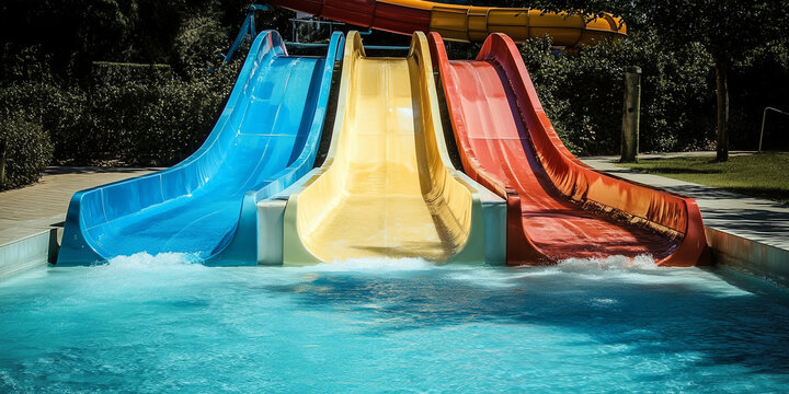 Vibrant Colorful Summer Waterslides 