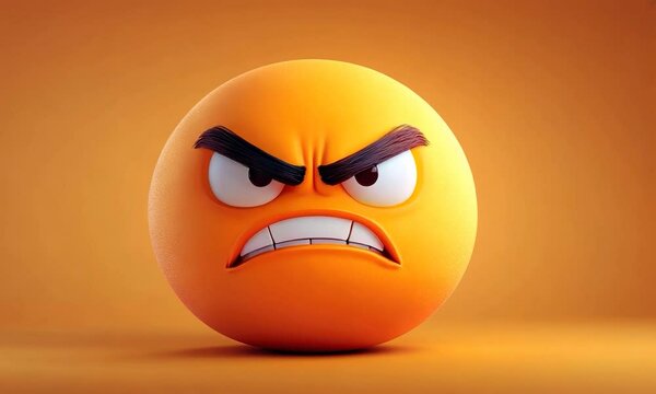 2D cartoon style angry emoticon expression