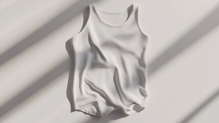 Obraz premium White tank top with shadow on a white background.