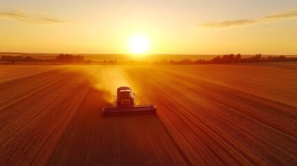 Wheat harvest under sunny skies