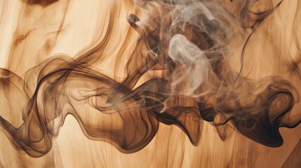 Abstract Smoke Swirls on Wood Background