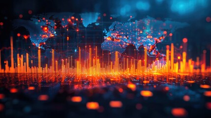 Fototapeta premium Economic Ripples: Visualizing Global Markets Amid Oil Price Fluctuations