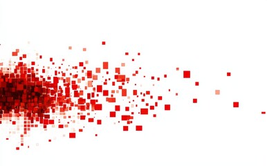  Minimalist Pixel Art Gradient Design with Red Squares on White Background, Ideal for Modern Branding and Digital Media