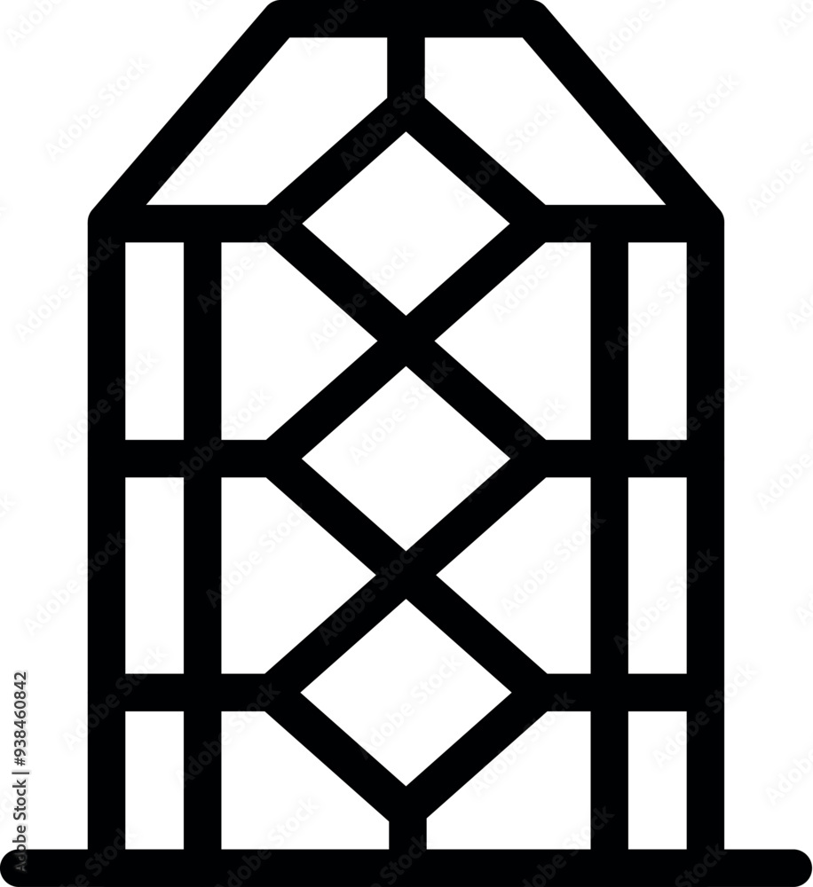 Poster simple black and white vector icon of a gate with an intricate pattern