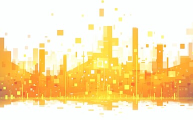  Pixel Art Style Banner with Yellow Squares and Orange Borders for Audio Services on White Background