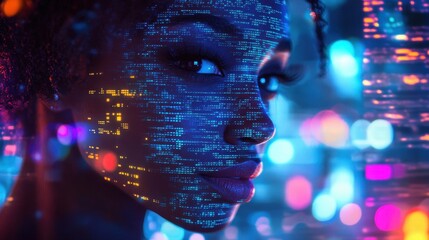 AI-powered protection visualization with African American specialist and code