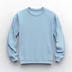 Fototapeta premium A light blue long-sleeved crew neck sweatshirt mockup, isolated on a white background.
