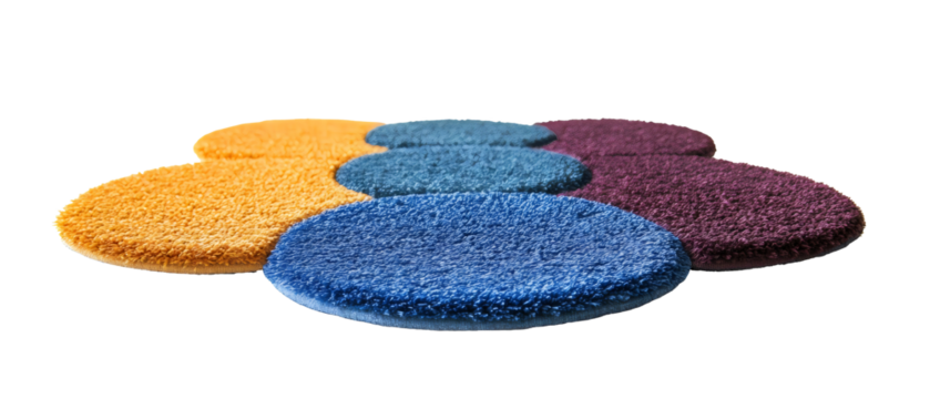 multicolored circular mats isolated on transparent background