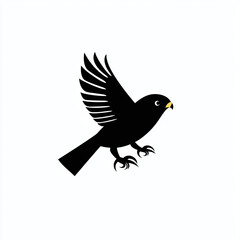 Fototapeta premium Minimalist monochrome logo of a majestic vulture in flight, isolated on white background