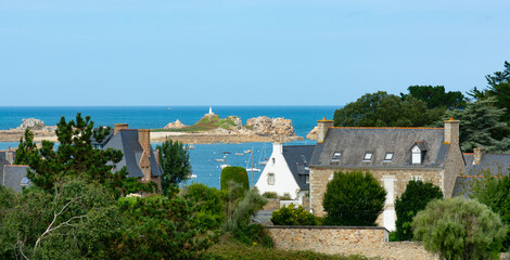 Joli paysage de la côte bretonne à Port-Blanc Penvénan