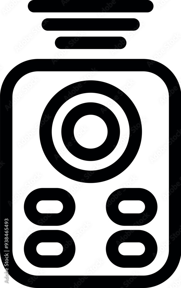 Poster simple bold outline icon of a smart home control panel sending a wireless signal