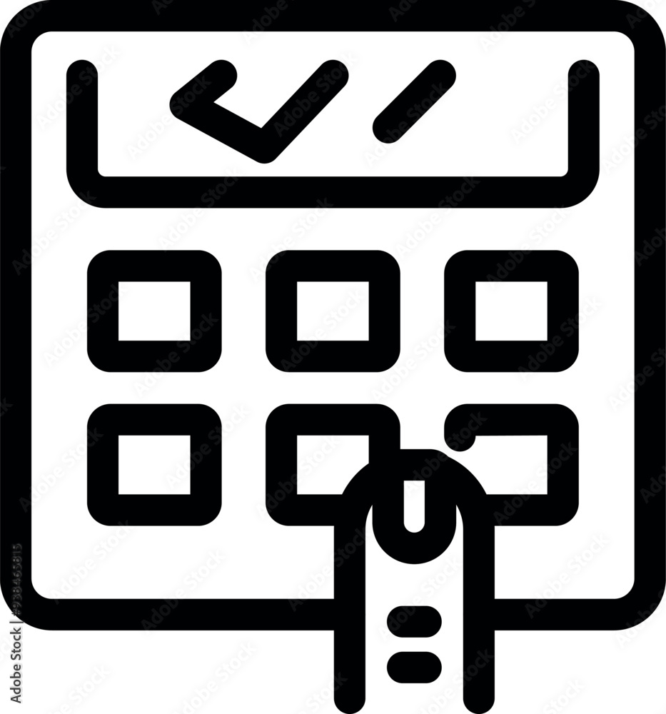Poster person is pressing a button on a security system keypad with check and cancel symbols
