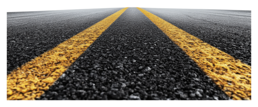 PNG Asphalt road with yellow lines ahead