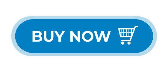 Buy Now. Buy now button with shopping cart. Modern button for web site. Online shopping. Blue button isolated  on transparent background. 