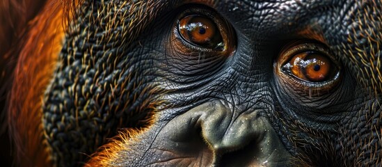 The Face Of The Phlegmatic Orangutan Orangutan Close Up Phlegmatic Expression Like That Of A Buddha A Weak Smile And A Wise Look