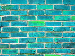 Empty blue old brick wall texture.