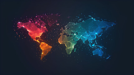 World map in a colorful bright network style