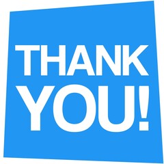 Thank You Written in Flat Colours. Isolated on blue background.