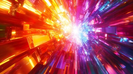Shimmering Diamond Burst of Color and Light Explosion Abstract Background