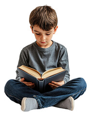 PNG Boy reading a book on the floor