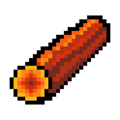 Fototapeta premium Wooden tree log in pixel art style