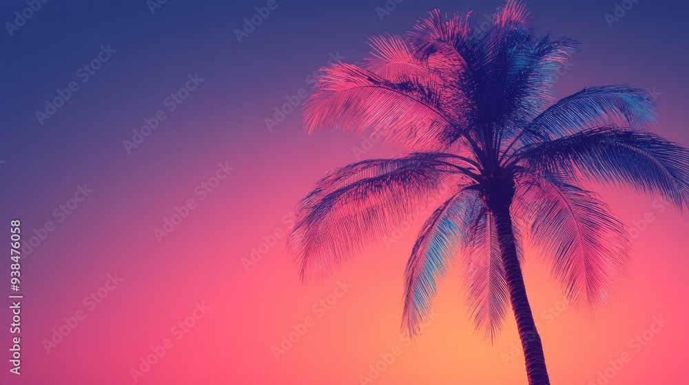 Aufkleber a duo-tone palm tree outline with contrasting colors, creating a striking visual effect against a si