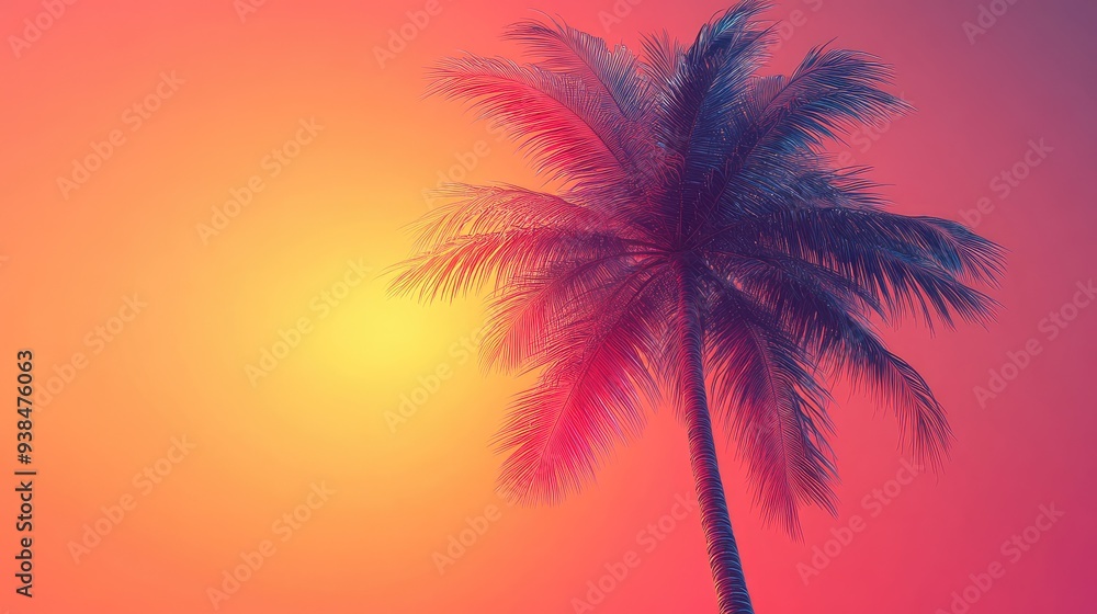 Aufkleber a duo-tone palm tree outline with contrasting colors, creating a striking visual effect against a si