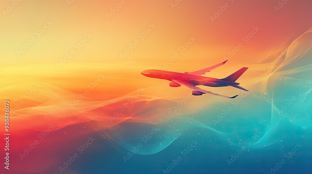 Poster a dynamic background with abstract travel motifs and a gradient effect. ample copy space available.