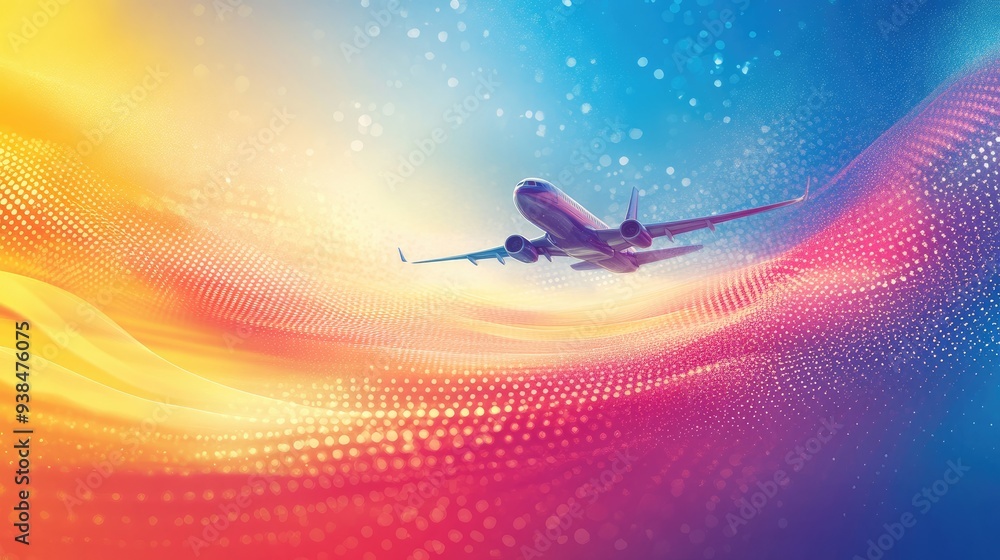 Poster a dynamic background with abstract travel motifs and a gradient effect. ample copy space available.