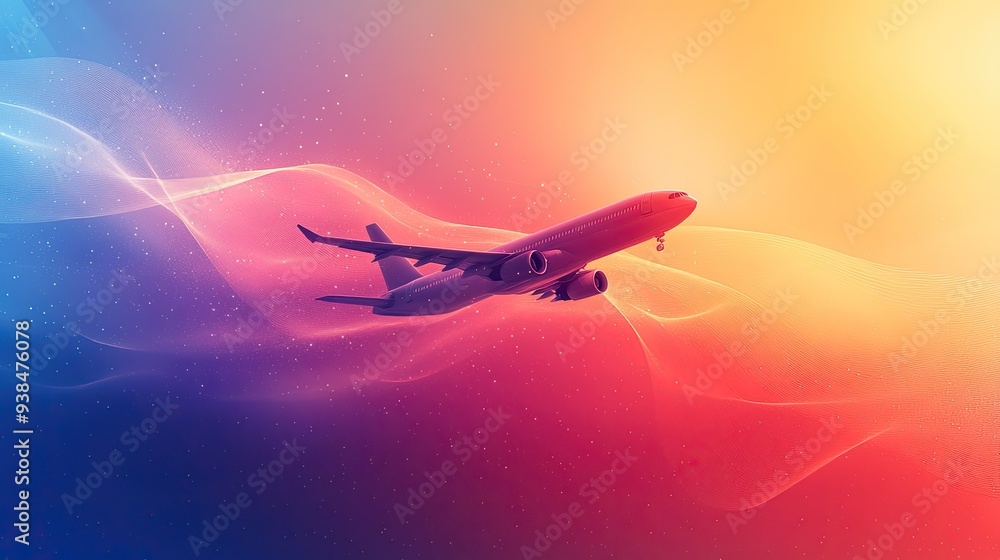 Poster a dynamic background with abstract travel motifs and a gradient effect. ample copy space available.