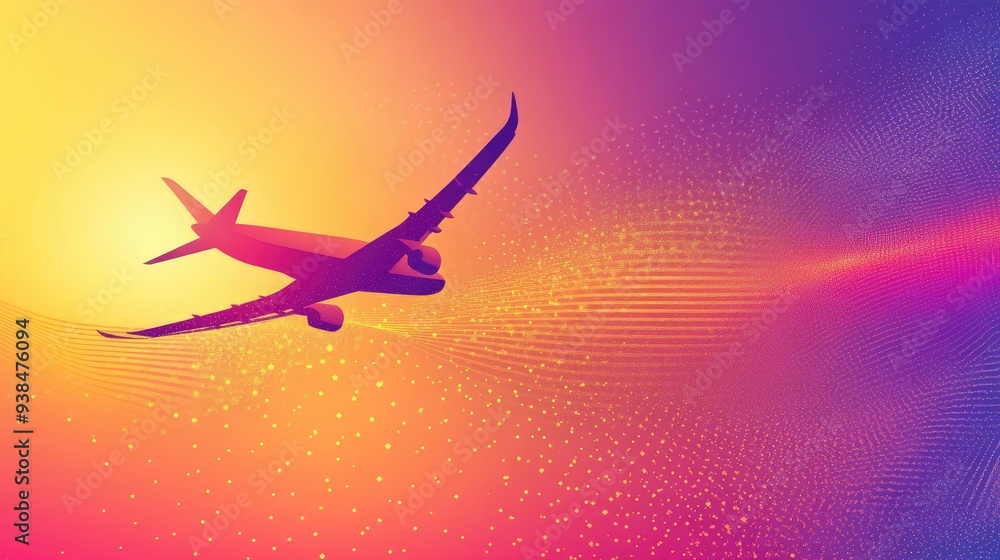 Poster a dynamic background with abstract travel motifs and a gradient effect. ample copy space available.