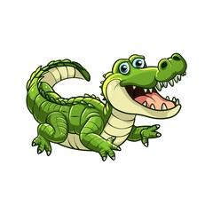 Naklejka premium Crocodile Gravity element animal cartoon isolated whitebackground 16:9