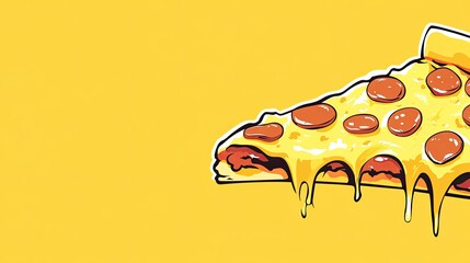 A clipart image of a pizza slice with a bite taken out, with space for text or logos on the side.