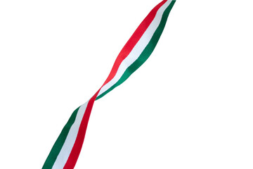 Listón en curva con colores de bandera mexicana, verde blanco y rojo. Fondo transparente, formato PNG