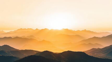Fototapeta premium Golden Hour Mountain Range Landscape with Sun Rays