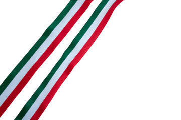Obraz premium Par de listónes con colores de bandera mexicana, verde blanco y rojo. Fondo transparente, formato PNG