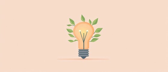 Green Lightbulb with Leaf Illustration   Eco Friendly Energy Concept