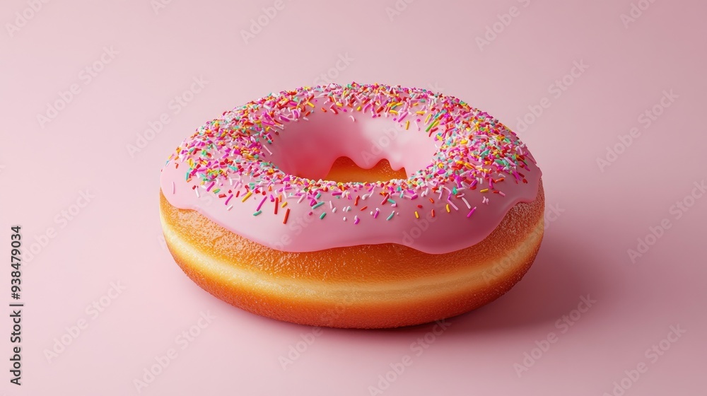 Aufkleber a fun vector of a doughnut with sprinkles, placed on a plain background with ample space for text or