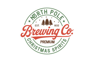 North Pole Brewing Co, Retro Christmas Sign SVG T shirt design