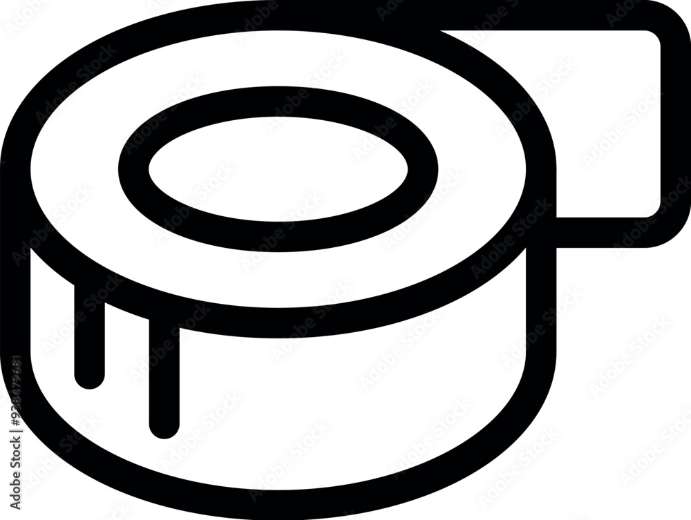 Poster simple vector line icon of a roll of sticky tape being unrolled