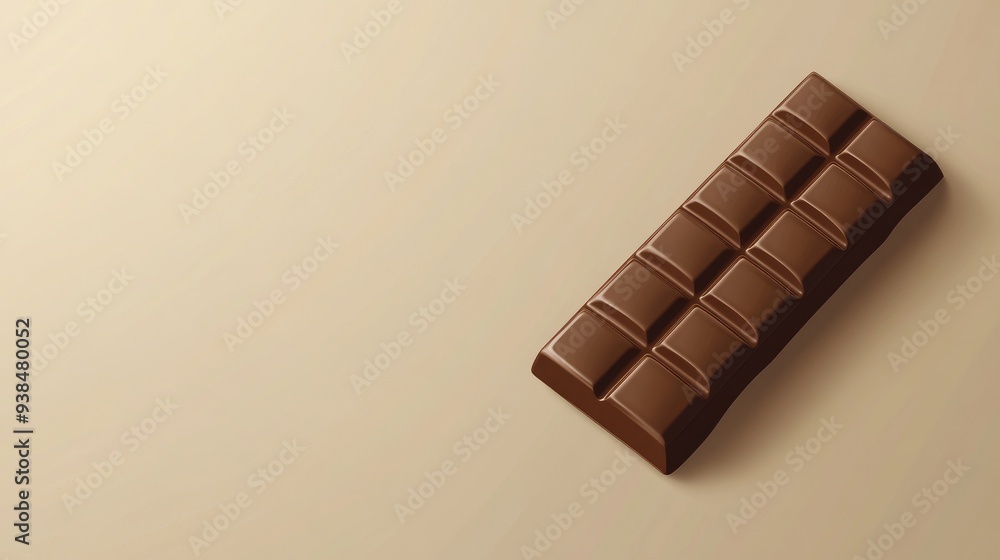 Poster a simple vector of a chocolate bar, placed on a plain background with space for text or logos.