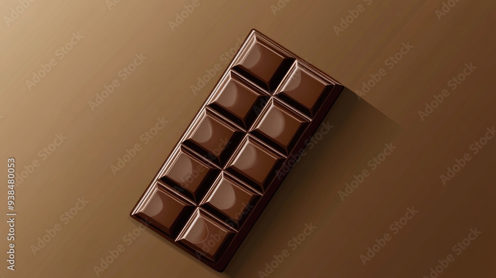 Poster a simple vector of a chocolate bar, placed on a plain background with space for text or logos.