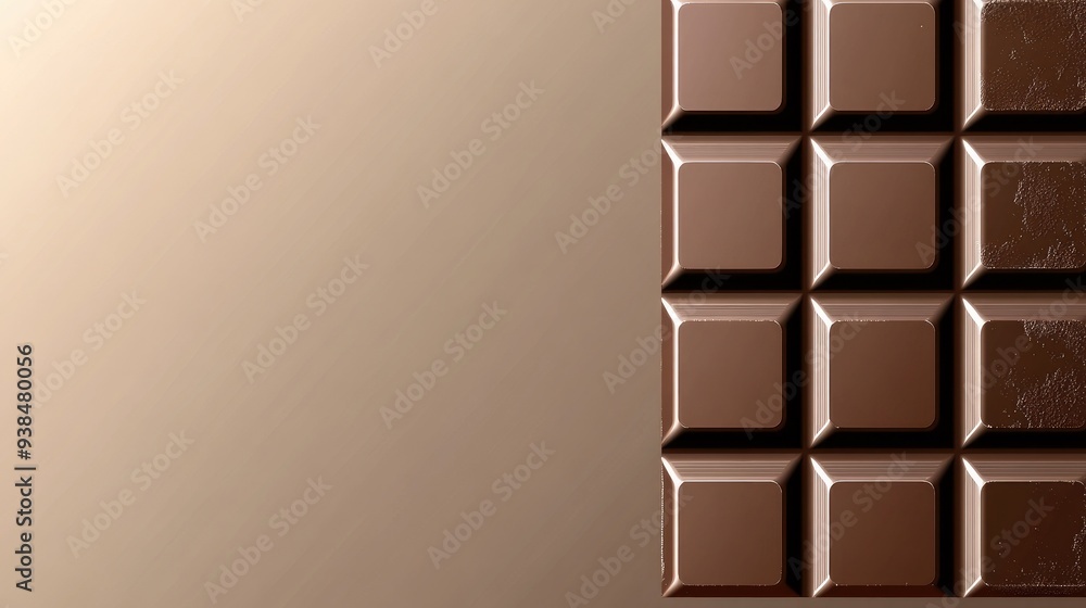 Poster a simple vector of a chocolate bar, placed on a plain background with space for text or logos.